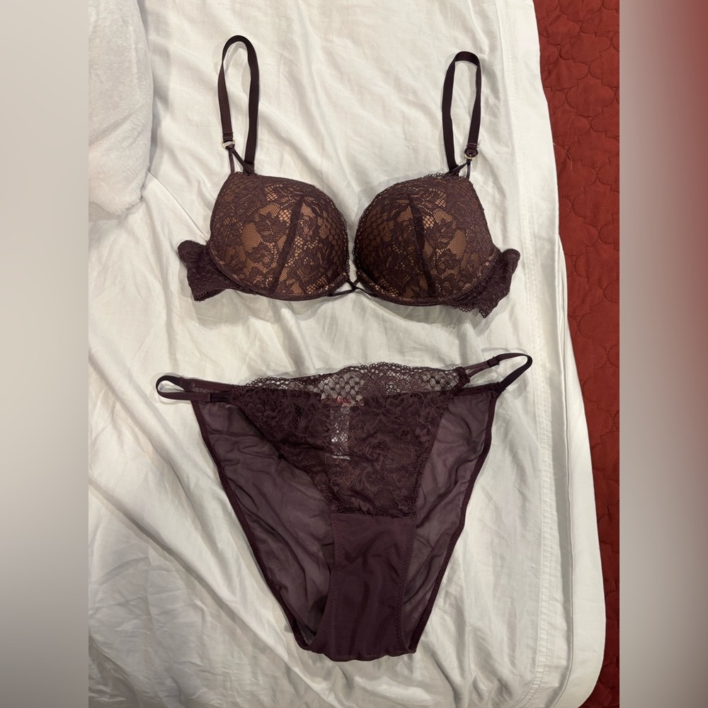 Adore Me Josie Push Up Bra and Underwear - Purple